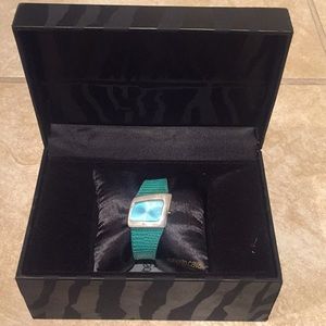 Teal Roberto Cavalli Watch w/ Genuine Lizard Band
